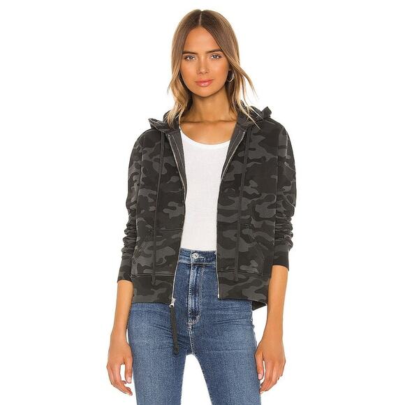 Nili Lotan Callie Sample Distress Open Front Cropped Hoodie Camo Size S NWOT - Picture 3 of 15